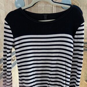 J. Crew Black and White Striped Long Sleeve Tee